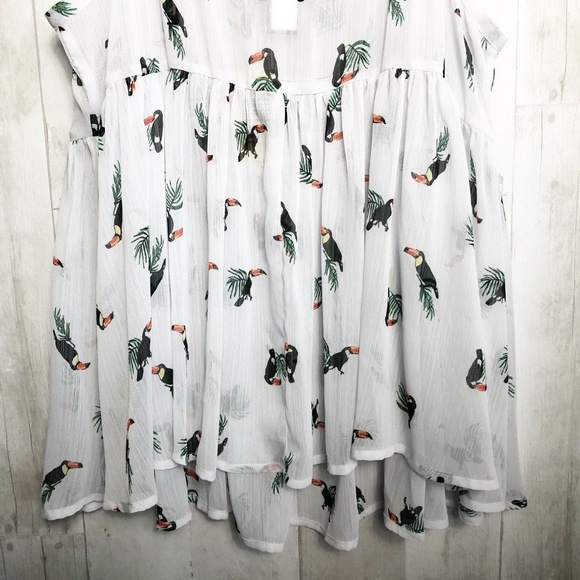 ❌SOLD❌ [Torrid] Toucan Semi Sheer Babydoll Blouse - Picture 7 of 8